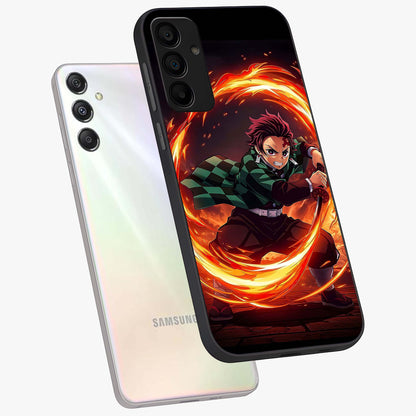 Blazing Sword Resolve Glass Case displayed in angled mockup highlighting powerful sword illustration and bold fantasy theme.