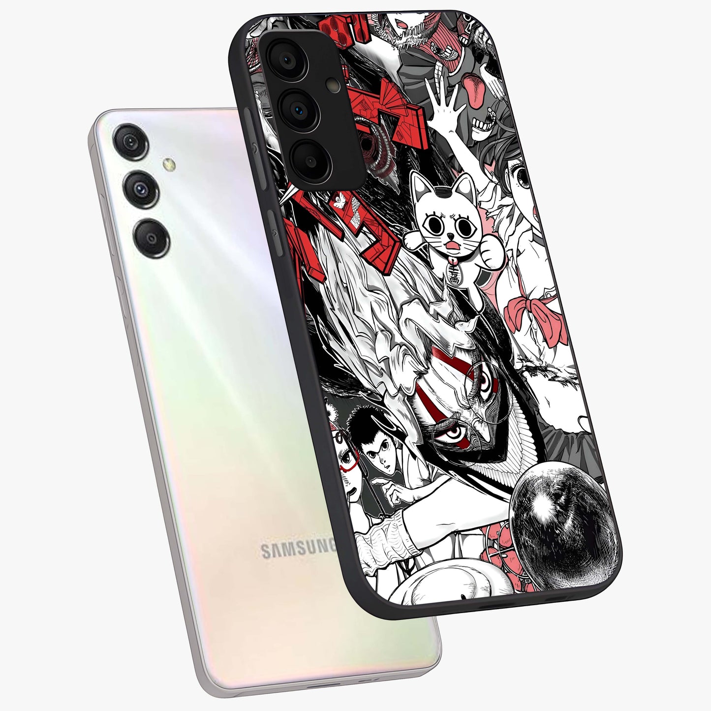 Crimson Chaos Panel Glass Case displayed in angled mockup highlighting chaotic panel style design with modern graphic theme.