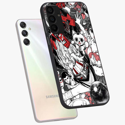 Crimson Chaos Panel Glass Case displayed in angled mockup highlighting chaotic panel style design with modern graphic theme.