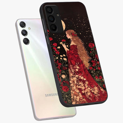 Crimson Dreams Glass Case displayed in angled mockup highlighting soft crimson aesthetic design with artistic theme.