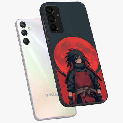 Crimson Moon Warlord Glass Case displayed in angled mockup highlighting dramatic crimson moon design with fantasy aesthetic.