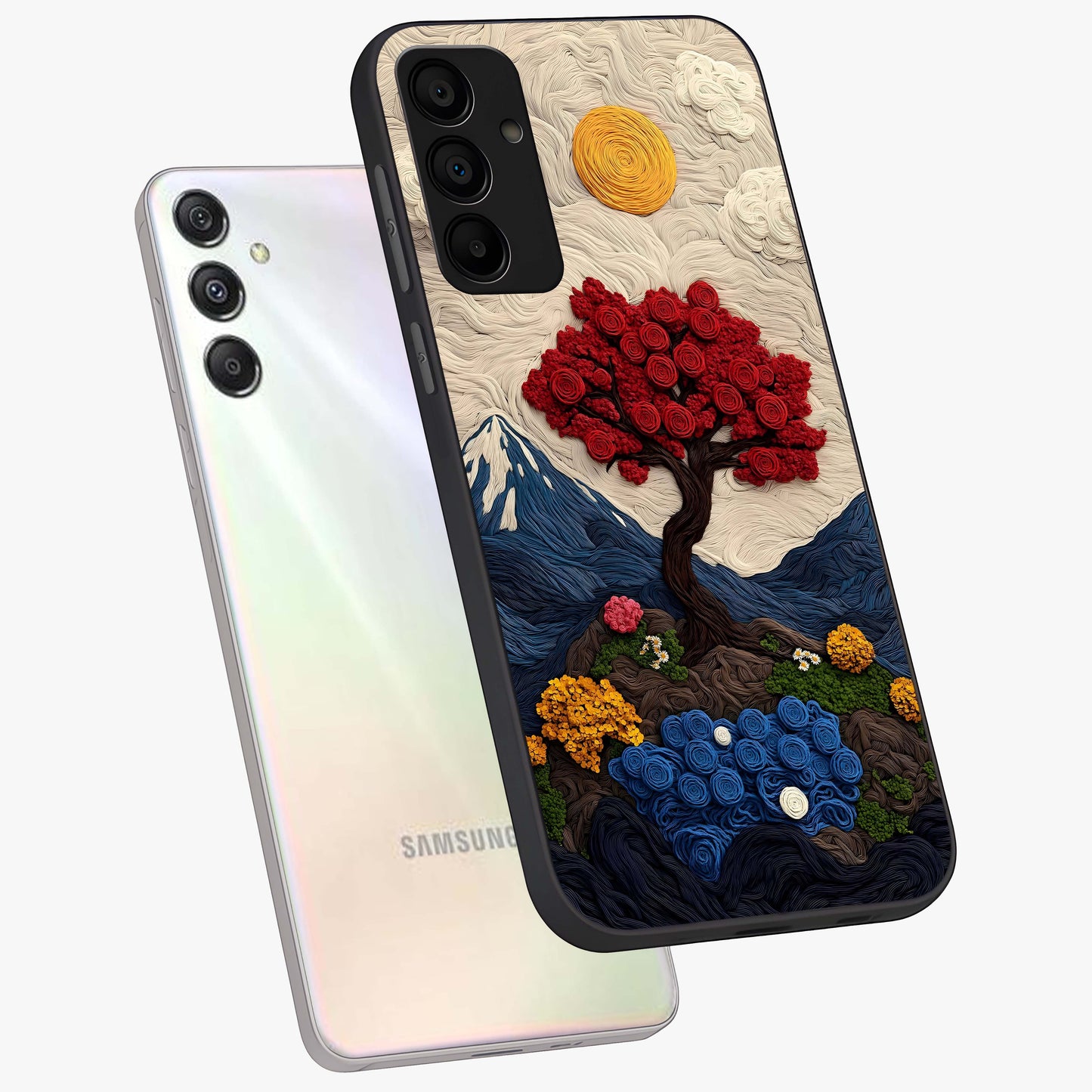 Eternal Nature Tapestry Glass Case displayed in angled mockup highlighting detailed botanical pattern with artistic aesthetic.