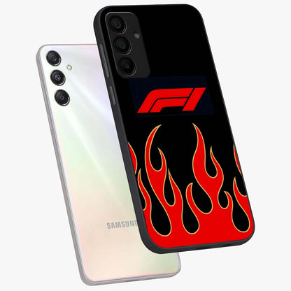 Fire F11 Glass Case displayed in angled mockup highlighting bold fire inspired graphic with energetic aesthetic style.