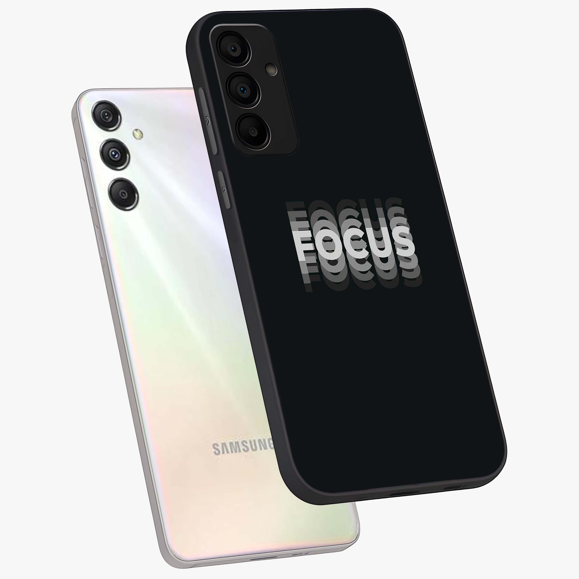 Focus Mode On Glass Case displayed in angled mockup highlighting clean minimal text artwork with modern aesthetic style.