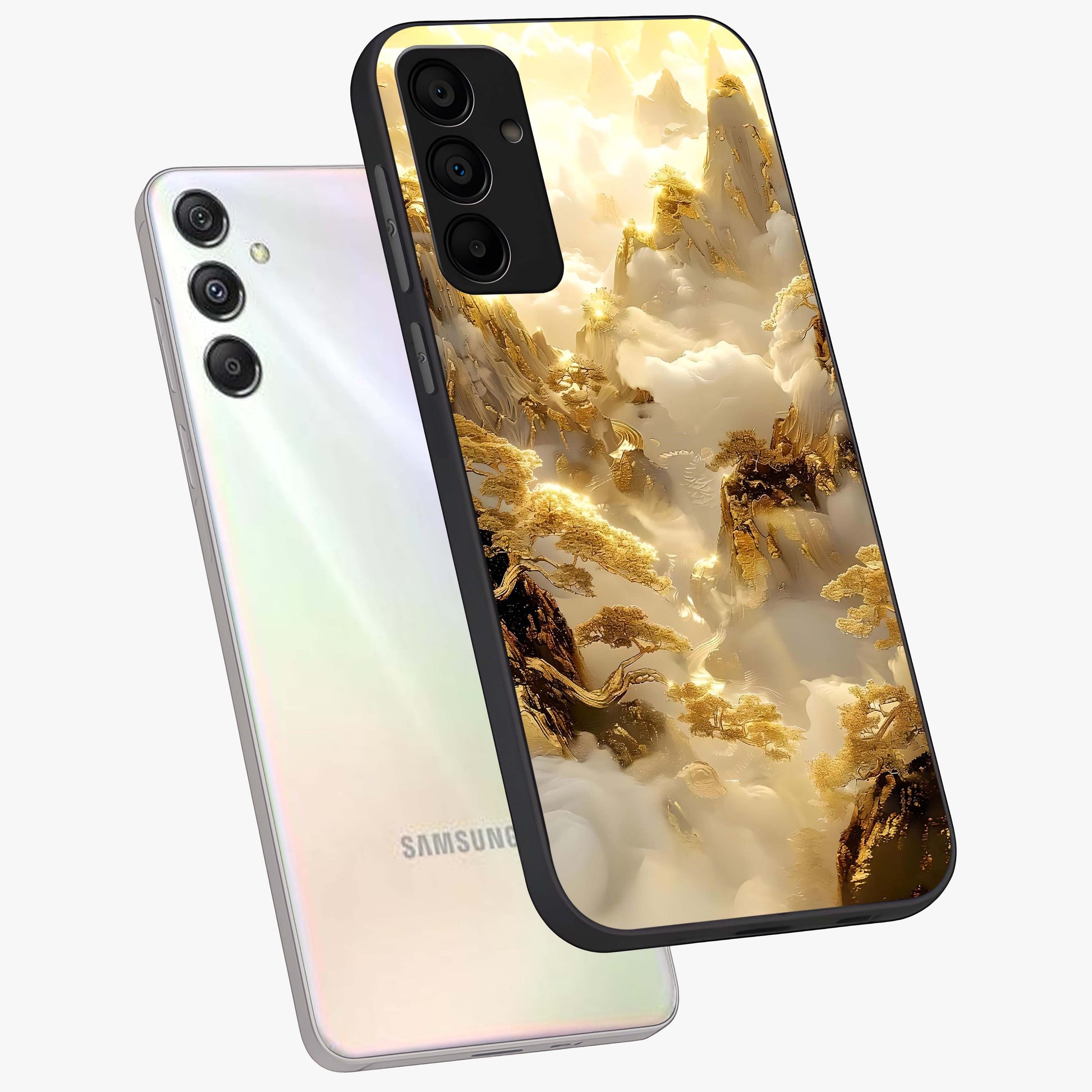 Gates Of Illumination Glass Case displayed in angled mockup highlighting radiant portal inspired design with fantasy aesthetic.
