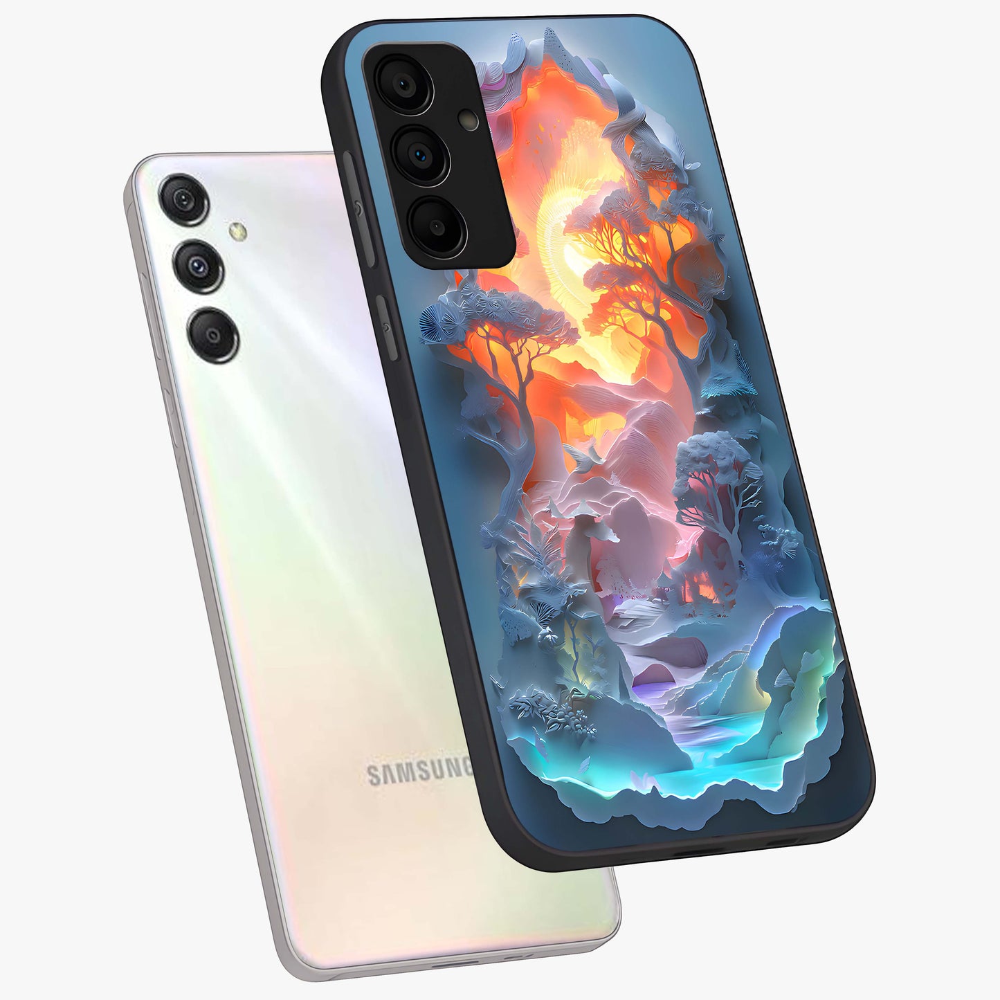 Glow Forest Portal Glass Case displayed in angled mockup highlighting mystical forest design with magical glowing aesthetic.