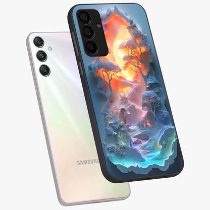 Glow Forest Portal Glass Case displayed in angled mockup highlighting mystical forest design with magical glowing aesthetic.