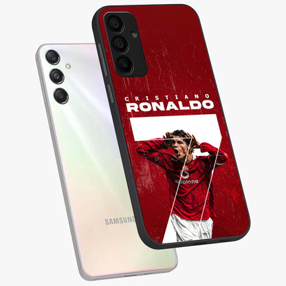 Goal Celebration Legacy Glass Case displayed in angled mockup highlighting energetic sports celebration design with bold athletic theme.
