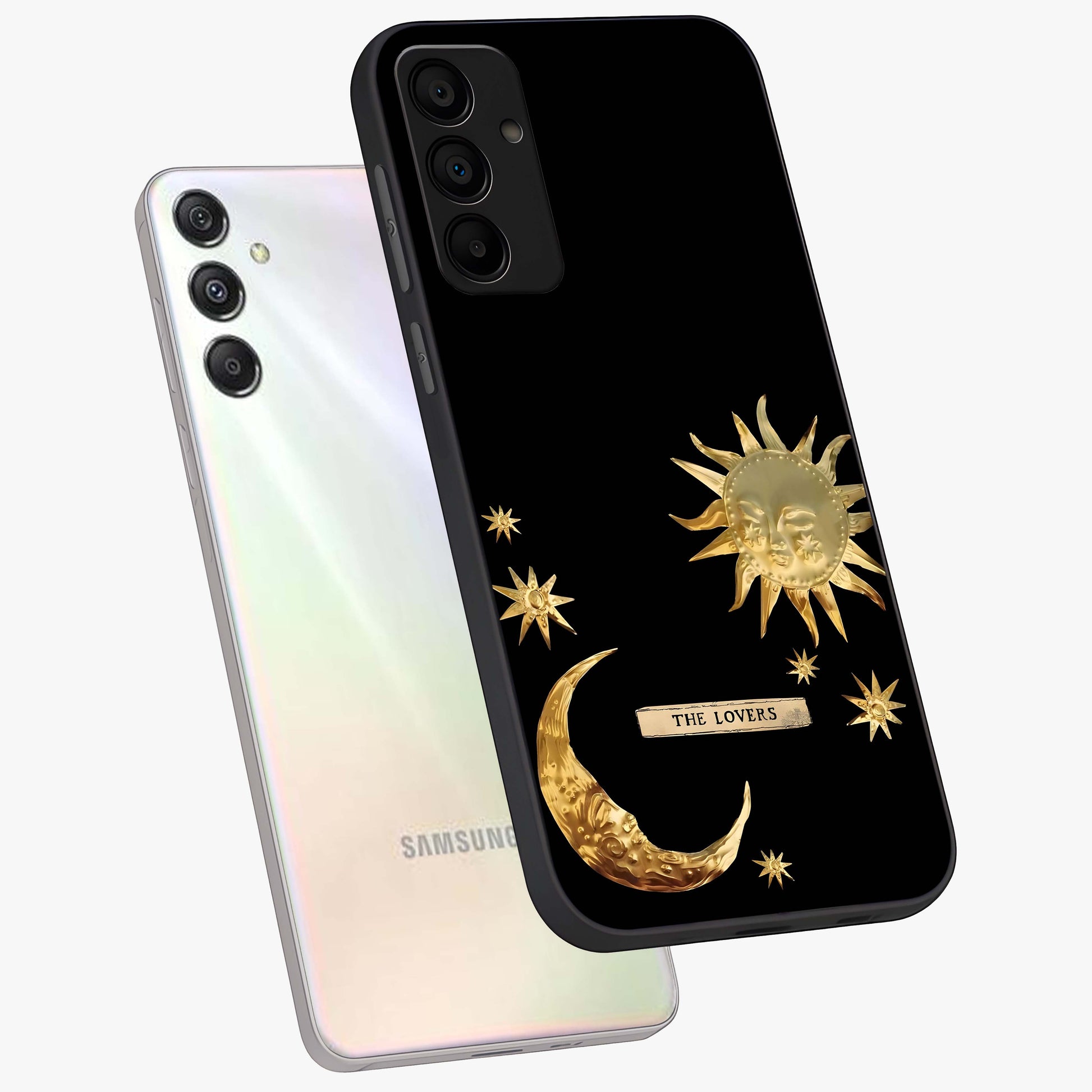 Gold Sun Blush Glass Case displayed in angled mockup highlighting radiant sun design with warm golden aesthetic.