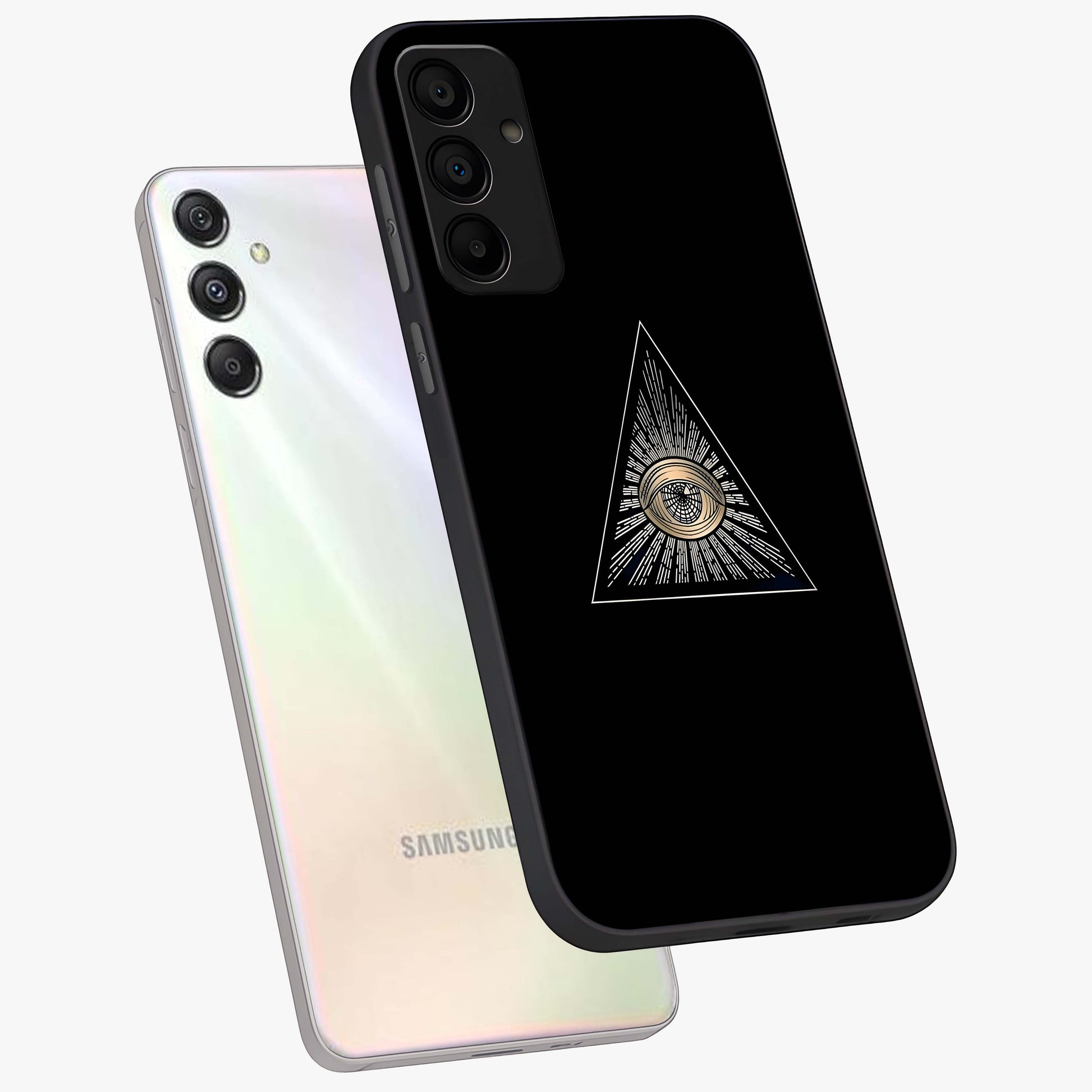 Illuminati Evil Glass Case displayed in angled mockup highlighting dark occult inspired design with bold aesthetic style.
