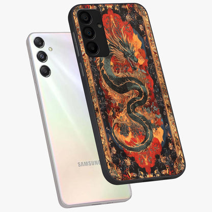 Inferno Dragon Soul Glass Case displayed in angled mockup highlighting powerful dragon illustration with inferno aesthetic.