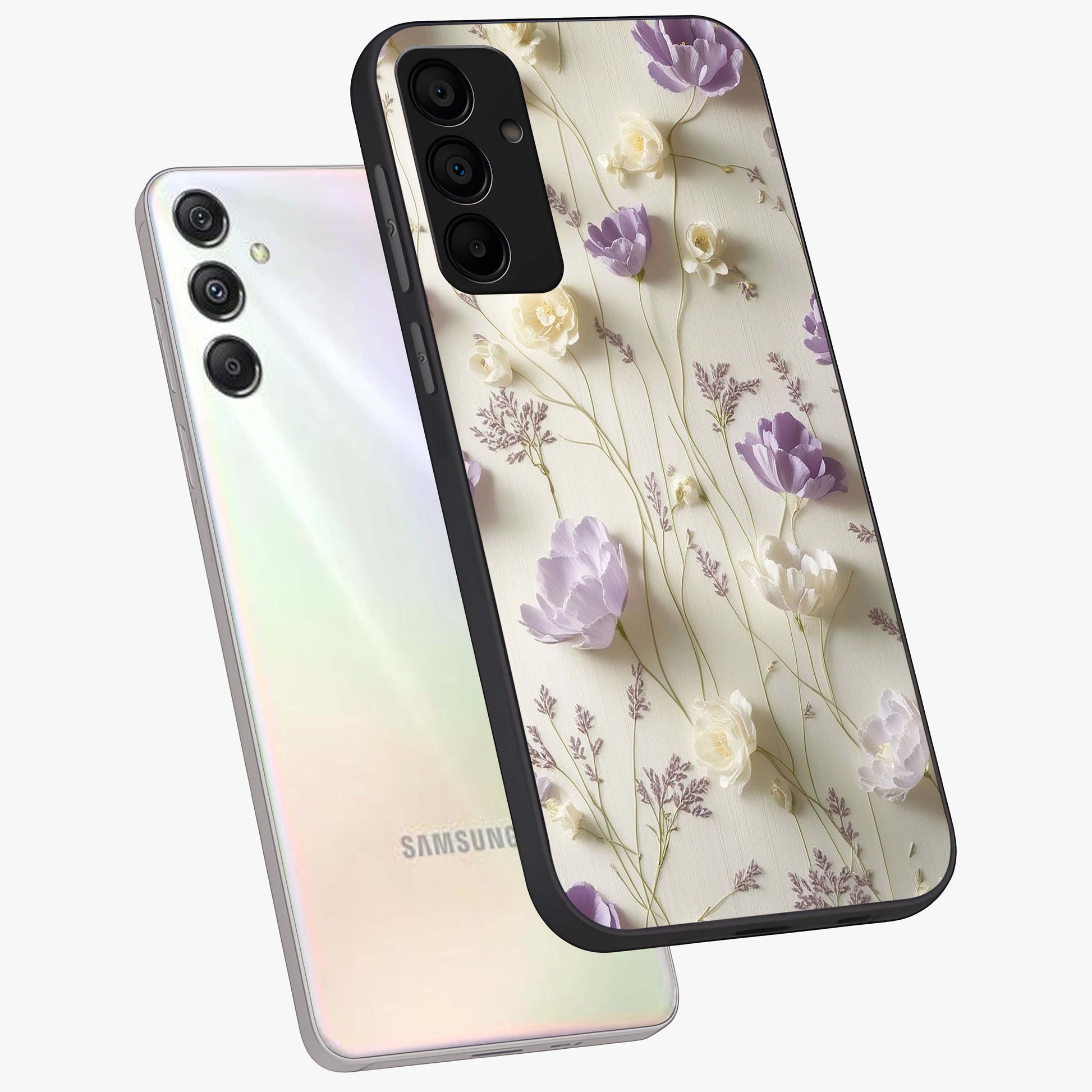 Lilac Breeze Harmony Glass Case displayed in angled mockup highlighting calm lilac breeze design with soothing aesthetic style.