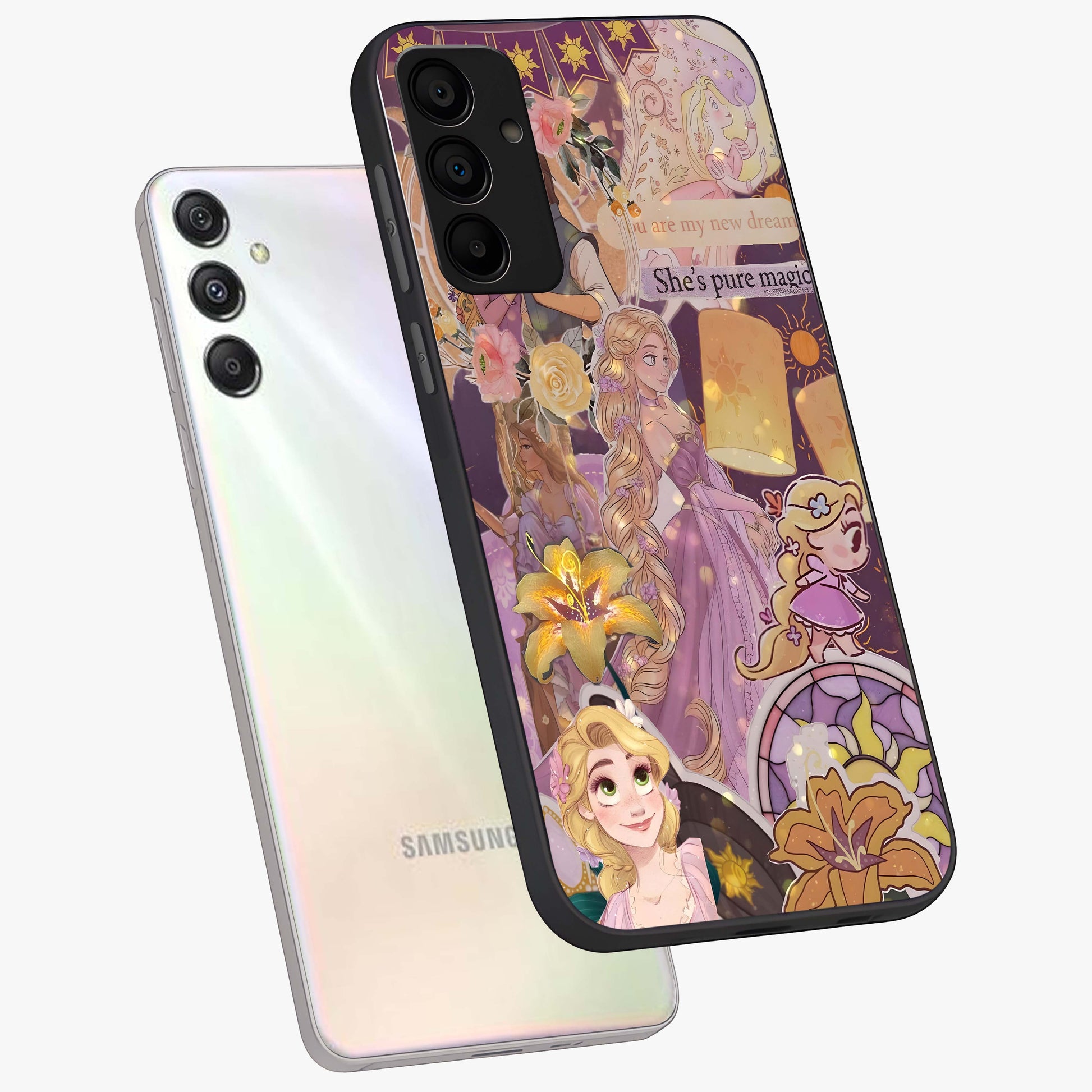 Magical Tangled Dream Glass Case displayed in angled mockup highlighting whimsical fantasy design with magical aesthetic.