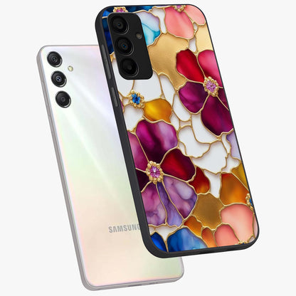 Marble Flower Pattern Glass Case displayed in angled mockup highlighting elegant marble floral design with modern aesthetic.