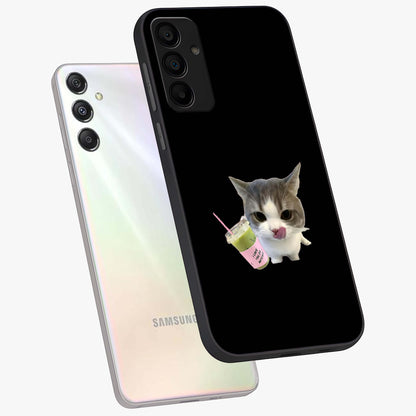 Matcha Cat Style Glass Case displayed in angled mockup highlighting playful feline design with pastel matcha aesthetic.