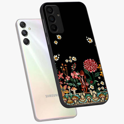 Midnight Bloom Pattern Glass Case displayed in angled mockup highlighting elegant flower design with midnight aesthetic style.
