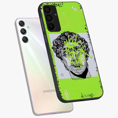 Neo Graffiti Rebellion Glass Case displayed in angled mockup highlighting urban street art design with rebellious aesthetic.