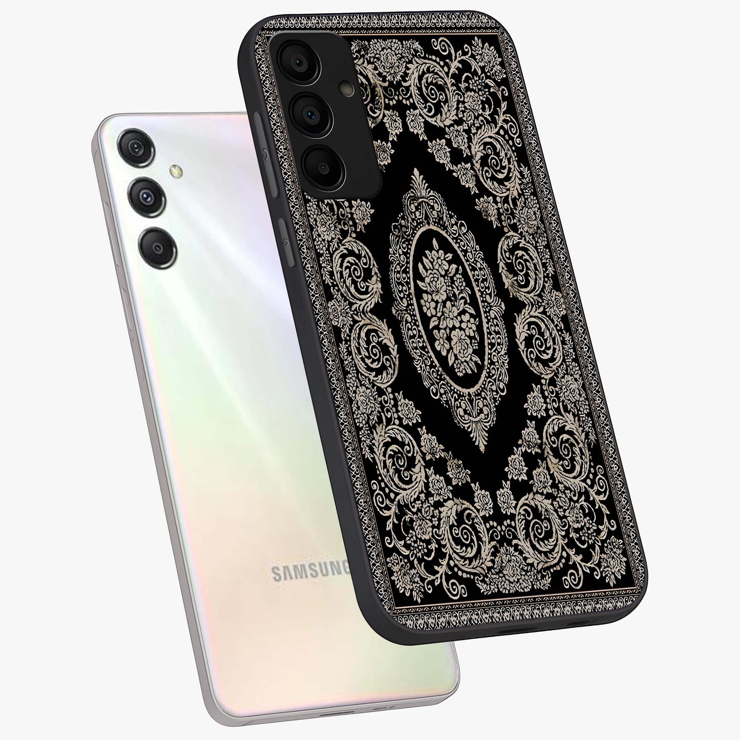 Noir Bloom Elegance Glass Case displayed in angled mockup highlighting refined flower design with stylish noir aesthetic.