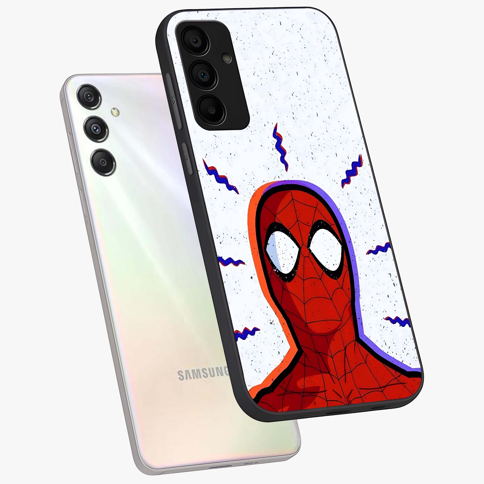 Omg Spiderman Glass Case displayed in angled mockup highlighting dynamic hero illustration with action comic aesthetic.