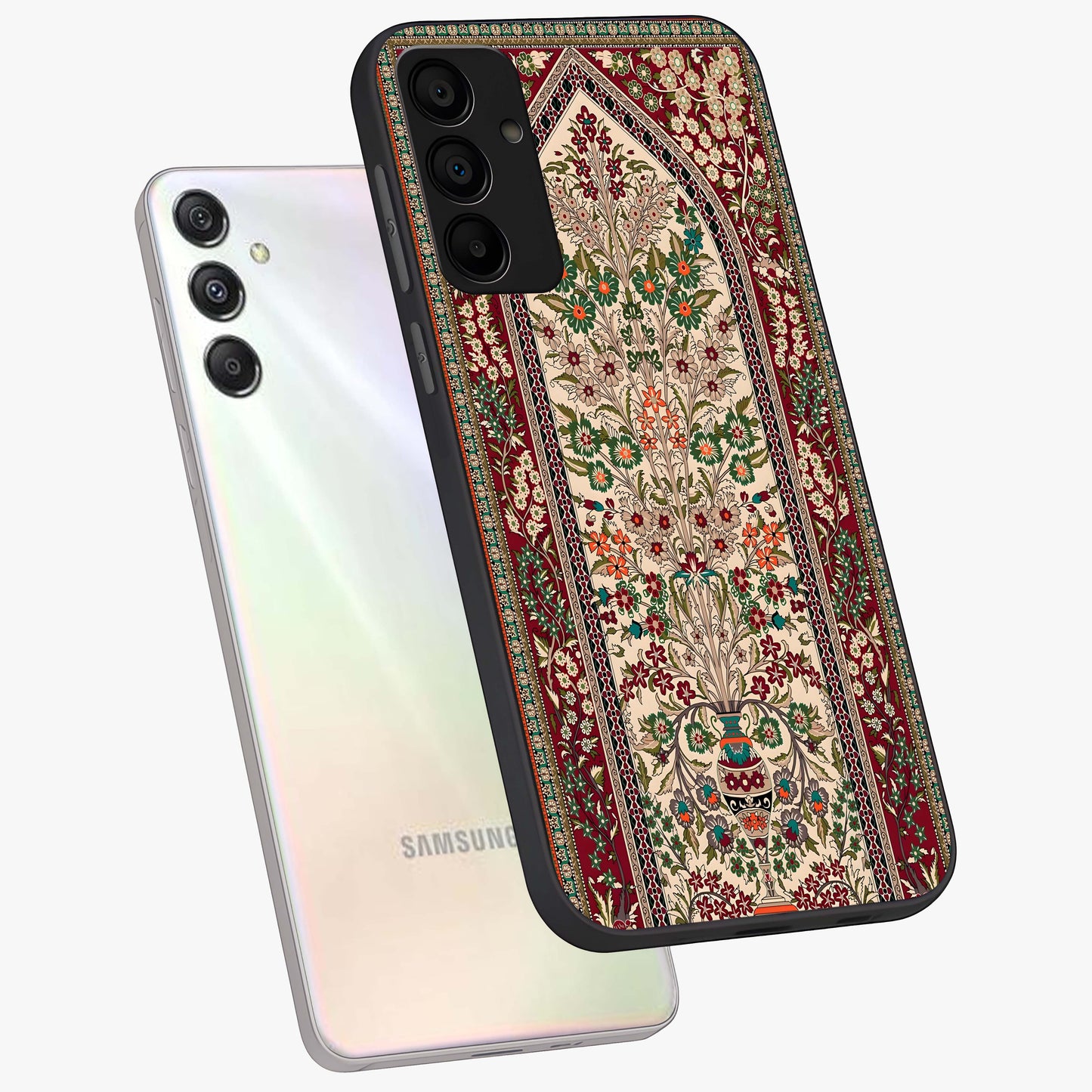 Persian Inspired Glass Case displayed in angled mockup highlighting intricate traditional design with elegant cultural aesthetic.