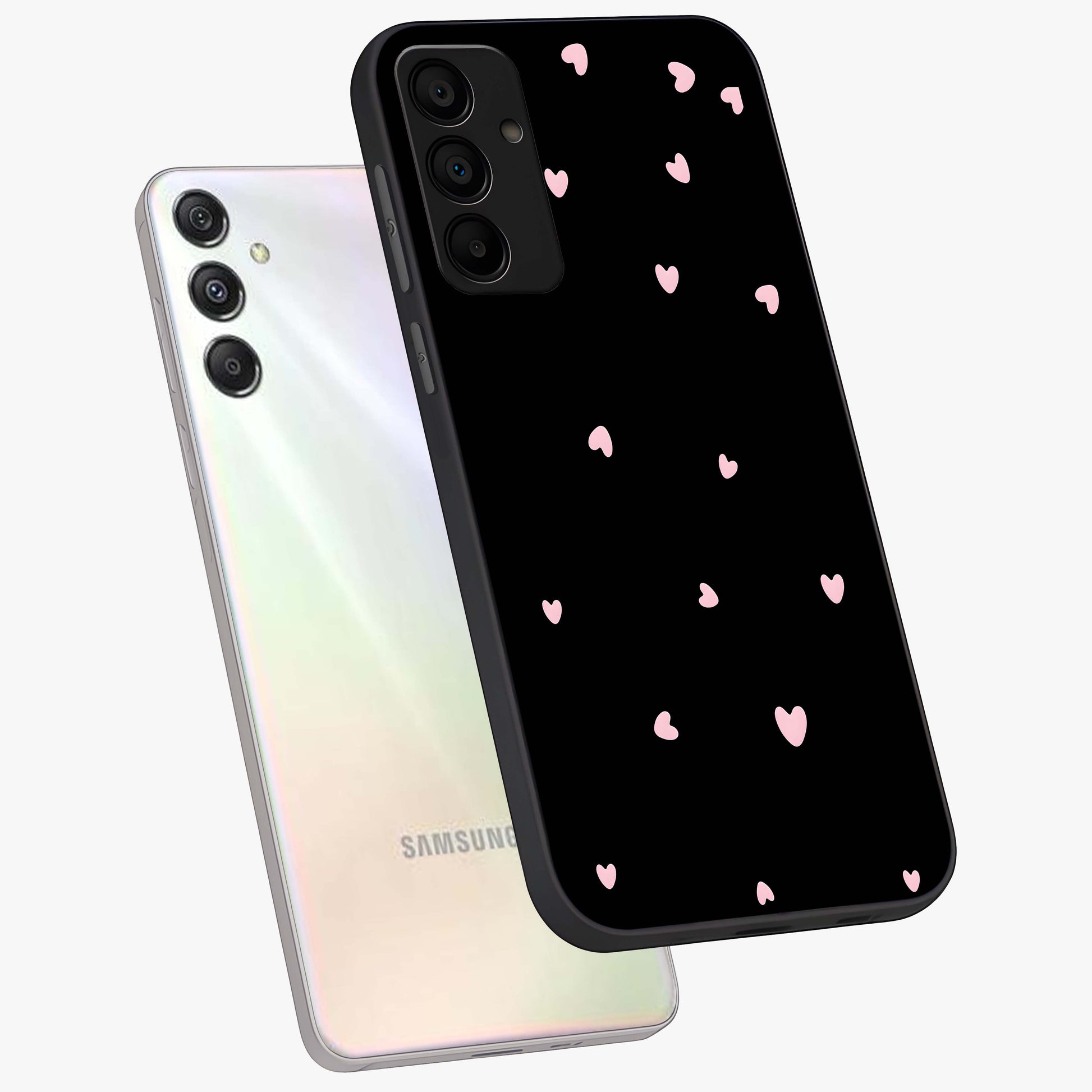 Pink Love Drops Glass Case displayed in angled mockup highlighting cute love drop design with vibrant pink aesthetic.