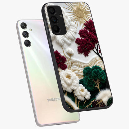 Radiant Bloom Elegance Glass Case displayed in angled mockup highlighting graceful floral design with radiant aesthetic style.