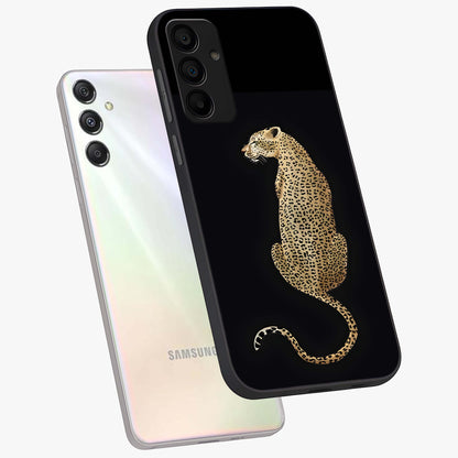 Regal Leopard Glass Case displayed in angled mockup highlighting powerful animal illustration with stylish wild aesthetic.