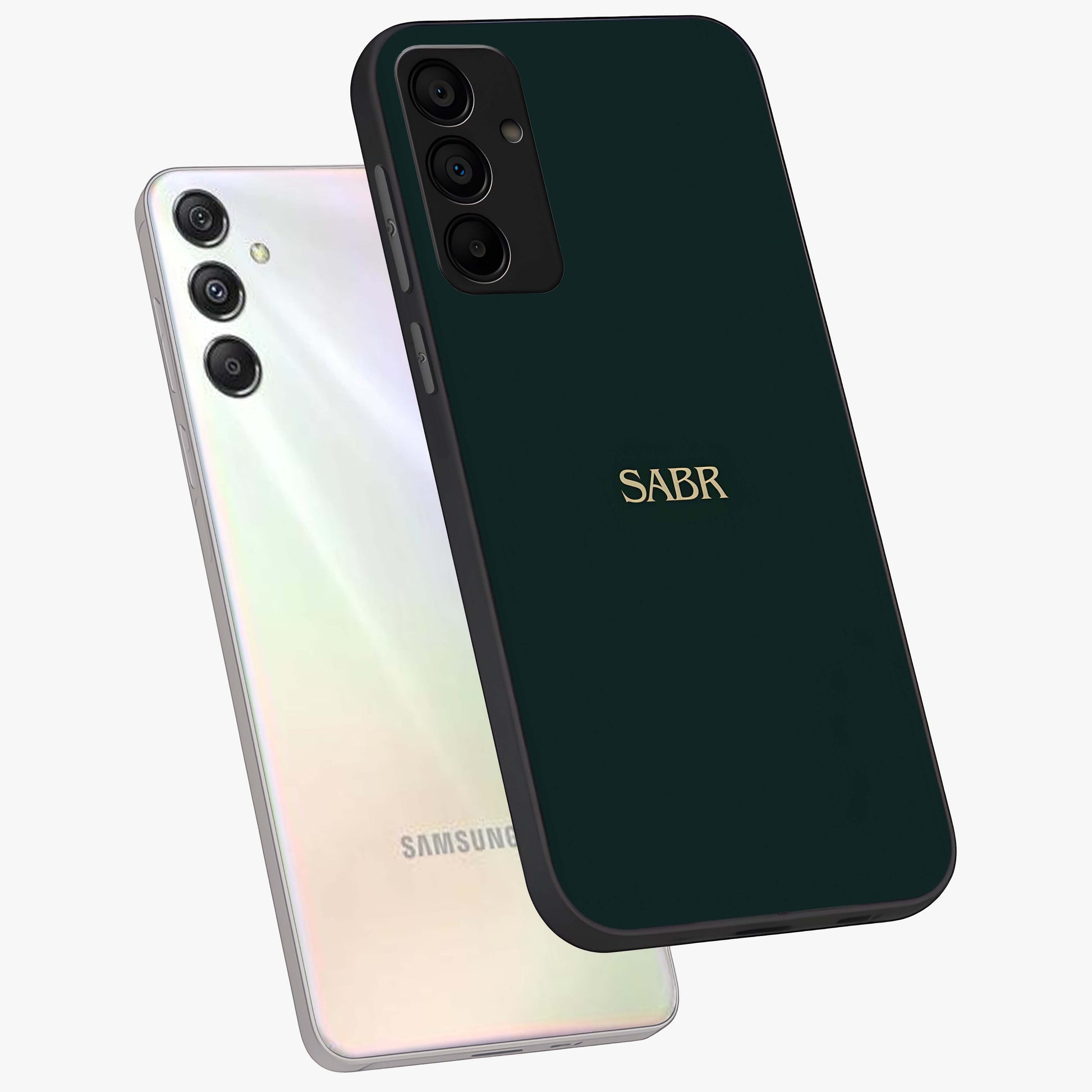 Sabr Minimal Patience Glass Case displayed in angled mockup highlighting simple inspirational design with clean aesthetic style.