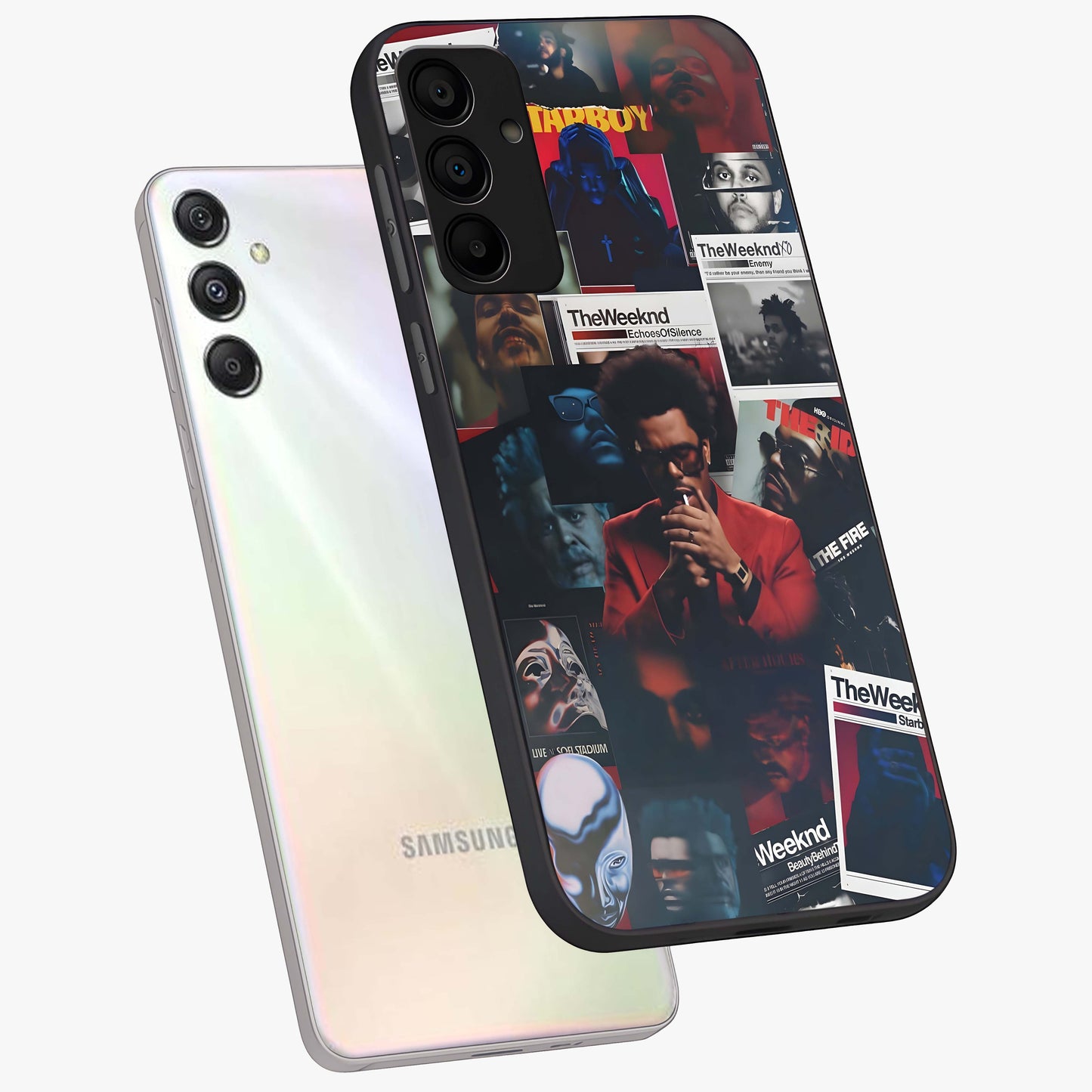 The Weeknd Glass Case displayed in angled mockup highlighting stylish pop culture inspired design with modern aesthetic.