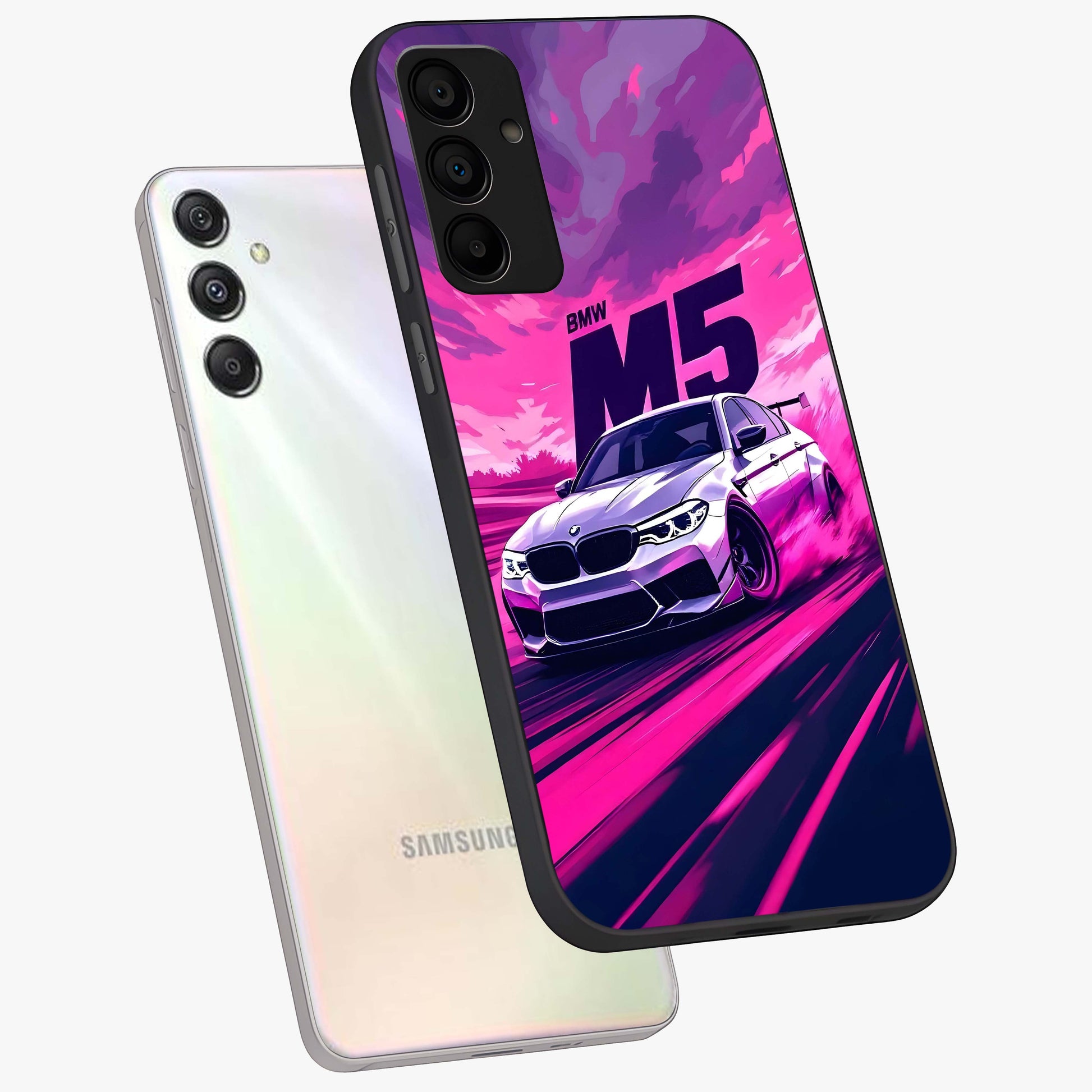 Velocity Drift Pulse Glass Case displayed in angled mockup highlighting dynamic drift design with sporty automotive aesthetic.