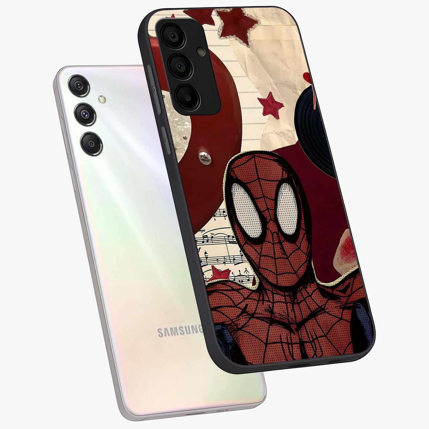 Web Warrior Vibes Glass Case displayed in angled mockup highlighting dynamic web design with comic style aesthetic.