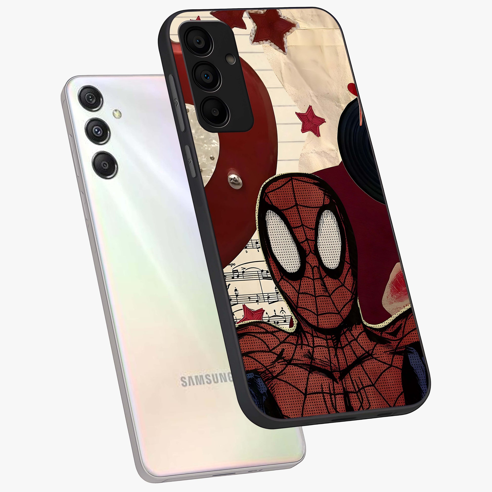 Web Warrior Vibes Glass Case displayed in angled mockup highlighting dynamic web design with comic style aesthetic.