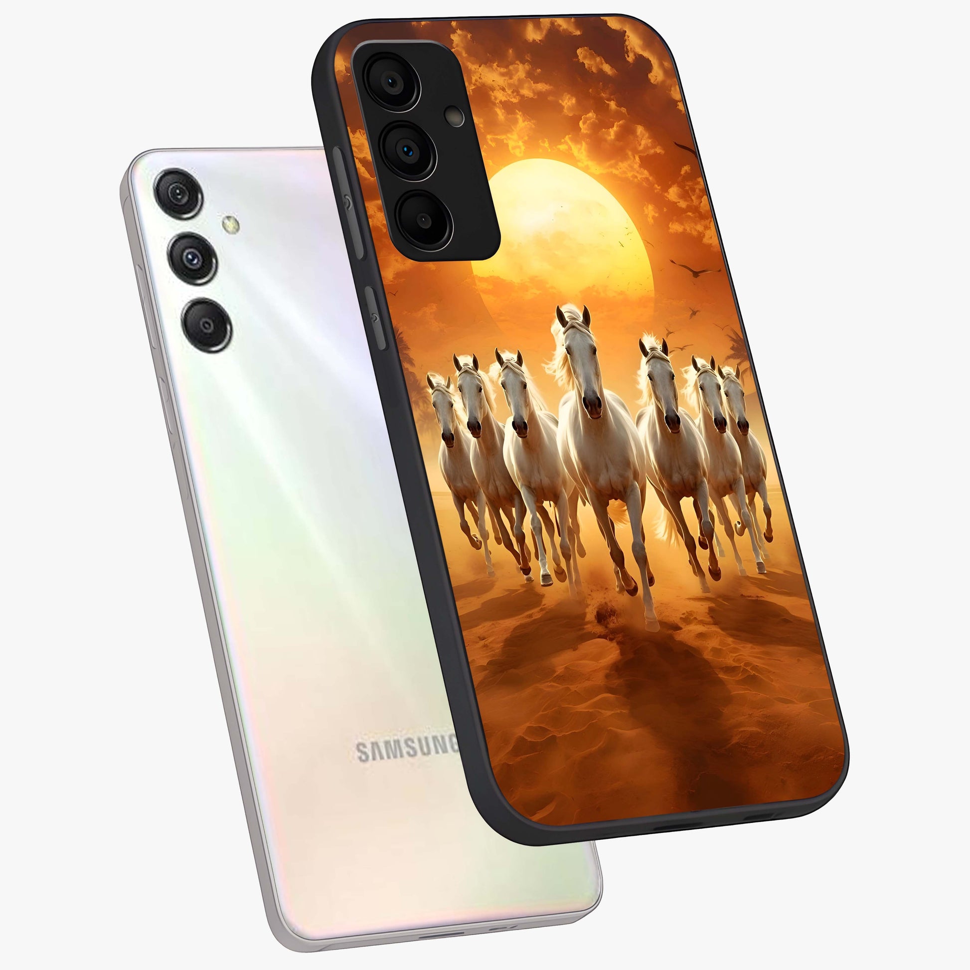Wild Sunset Majesty Glass Case displayed in angled mockup highlighting vibrant sunset sky design with scenic aesthetic.