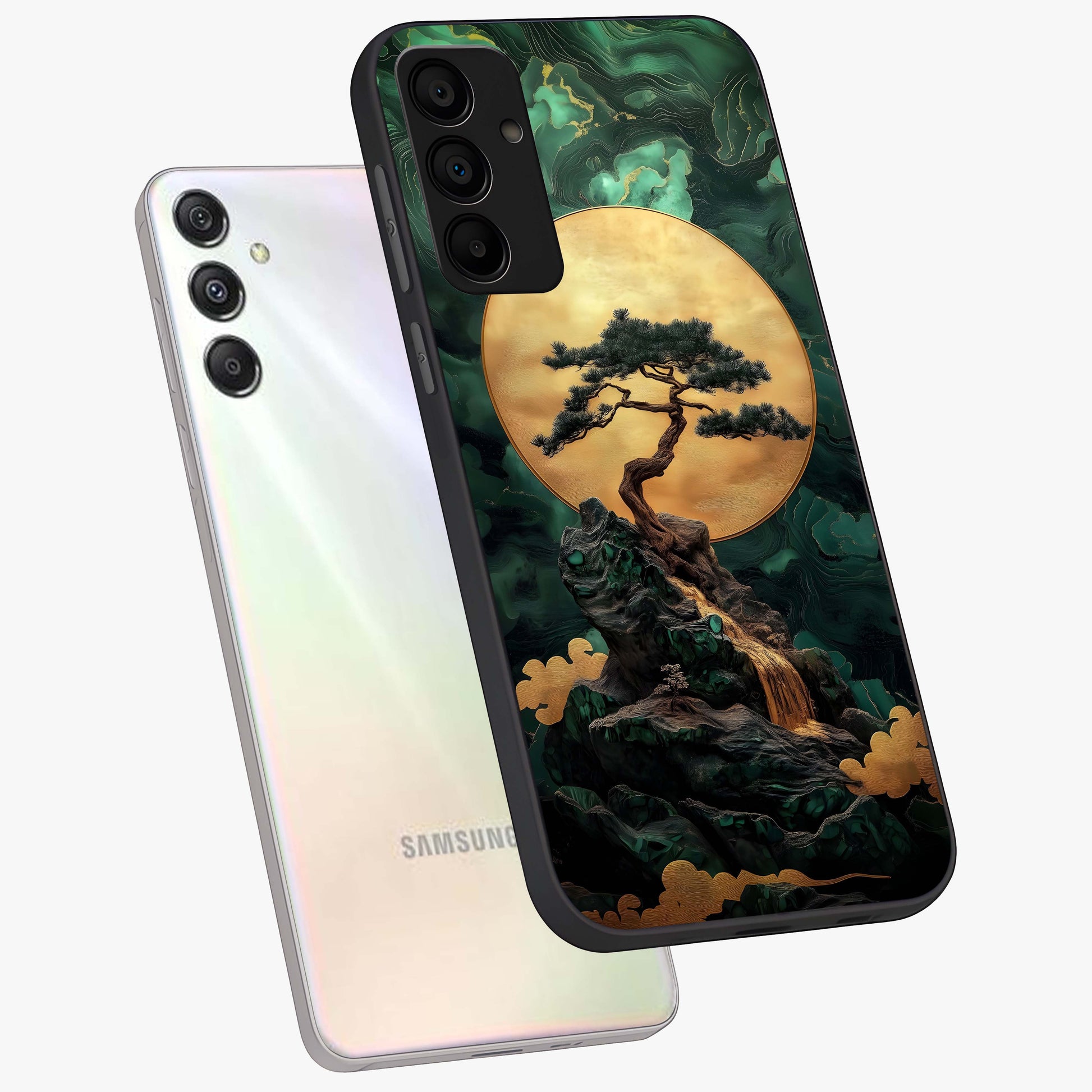 Zen Moon Rise Glass Case displayed in angled mockup highlighting peaceful lunar design with zen aesthetic style.