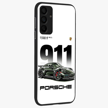 911 Turbo Dominance Glass Case upright perspective showcasing powerful racing design and modern automotive aesthetic.