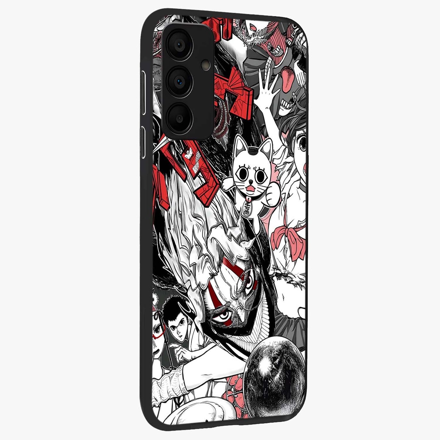 Crimson Chaos Panel Glass Case upright view showcasing intense crimson artwork with dramatic aesthetic style.