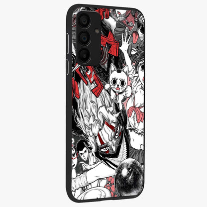 Crimson Chaos Panel Glass Case upright view showcasing intense crimson artwork with dramatic aesthetic style.
