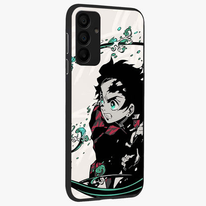 Demon Slayer Glass Case upright view showcasing powerful anime artwork with intense warrior theme.