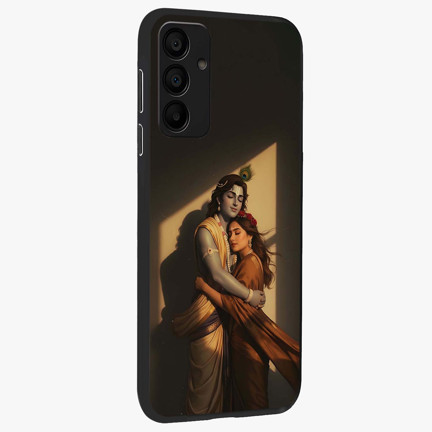 Divine Eternal Love Glass Case upright view showcasing graceful spiritual artwork with eternal love theme.