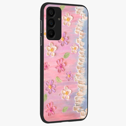 Dreamy Painted Garden Glass Case upright view showcasing vibrant floral garden artwork with artistic nature theme.
