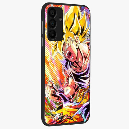 Firing Goku Glass Case upright view showcasing energetic anime artwork with bold warrior theme.