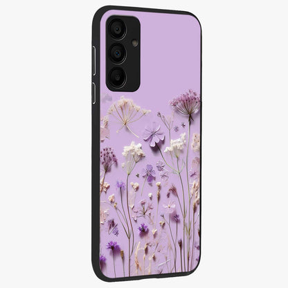 Lavender Blossom Dream Glass Case upright view showcasing delicate lavender blossom artwork with peaceful floral theme.