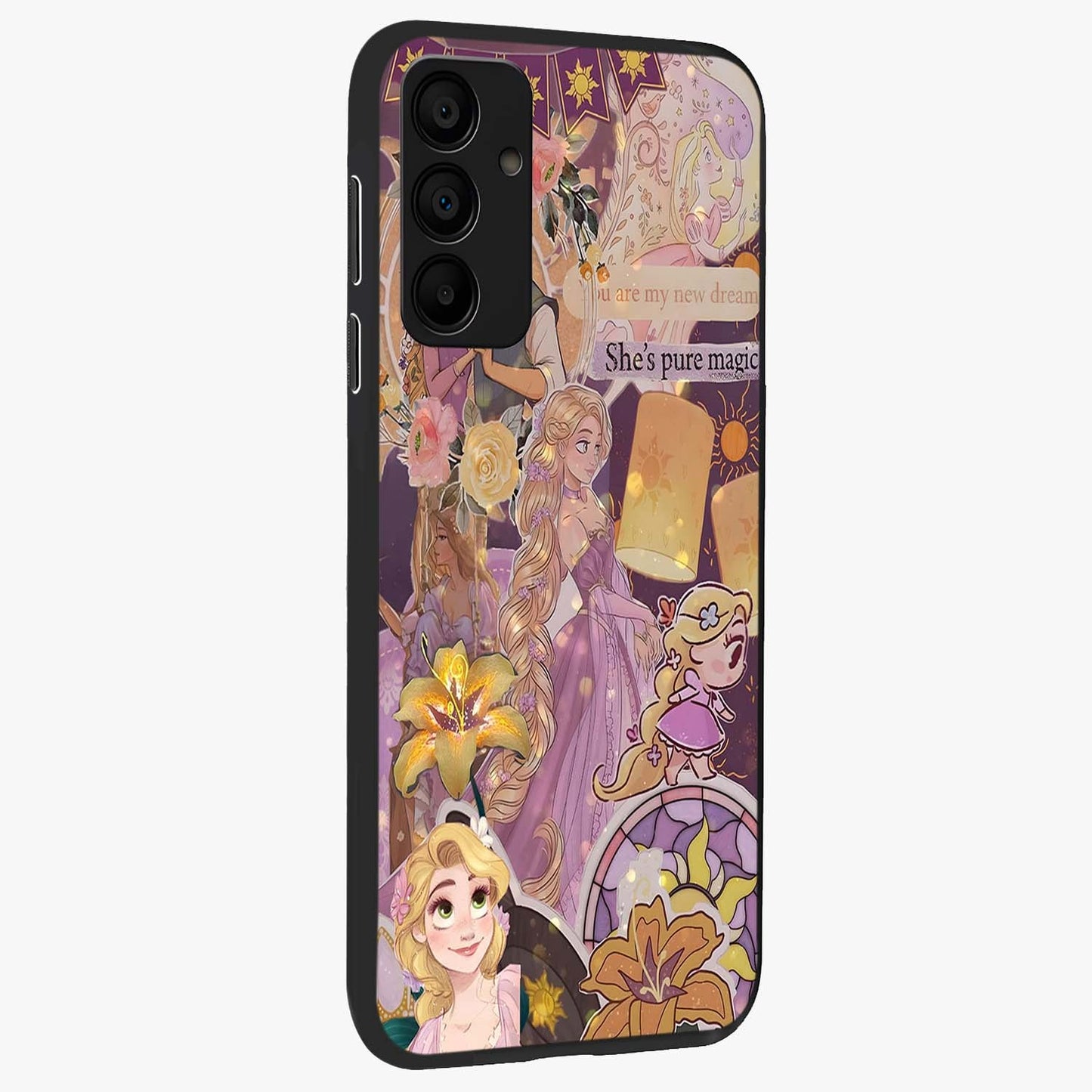 Magical Tangled Dream Glass Case upright view showcasing enchanting artistic artwork with dreamy fantasy theme.