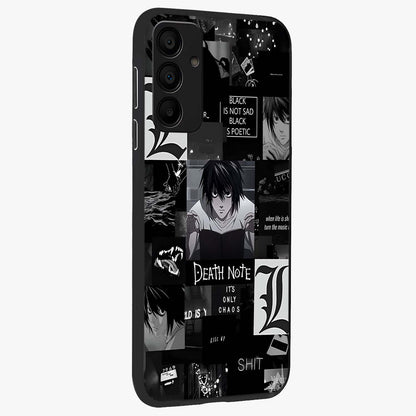 Midnight Chaos Mind Glass Case upright view showcasing expressive abstract artwork with bold dark theme.