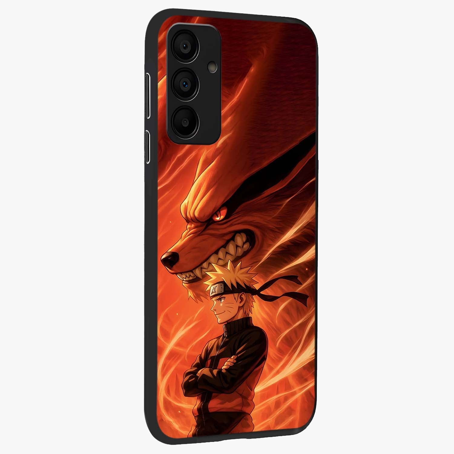 Nine Tails Legacy Glass Case upright view showcasing dramatic nine-tails artwork with intense anime themed design.