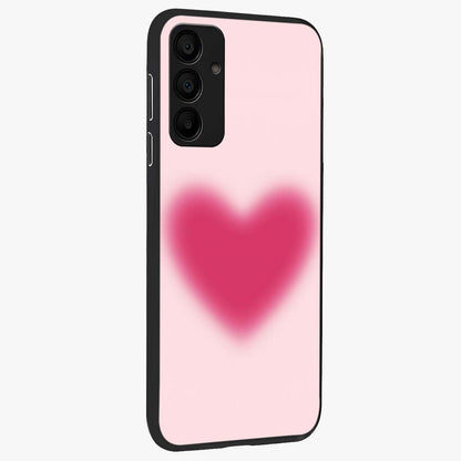 Pink Aura Heart Glass Case upright view showcasing romantic heart artwork with soft pastel theme.
