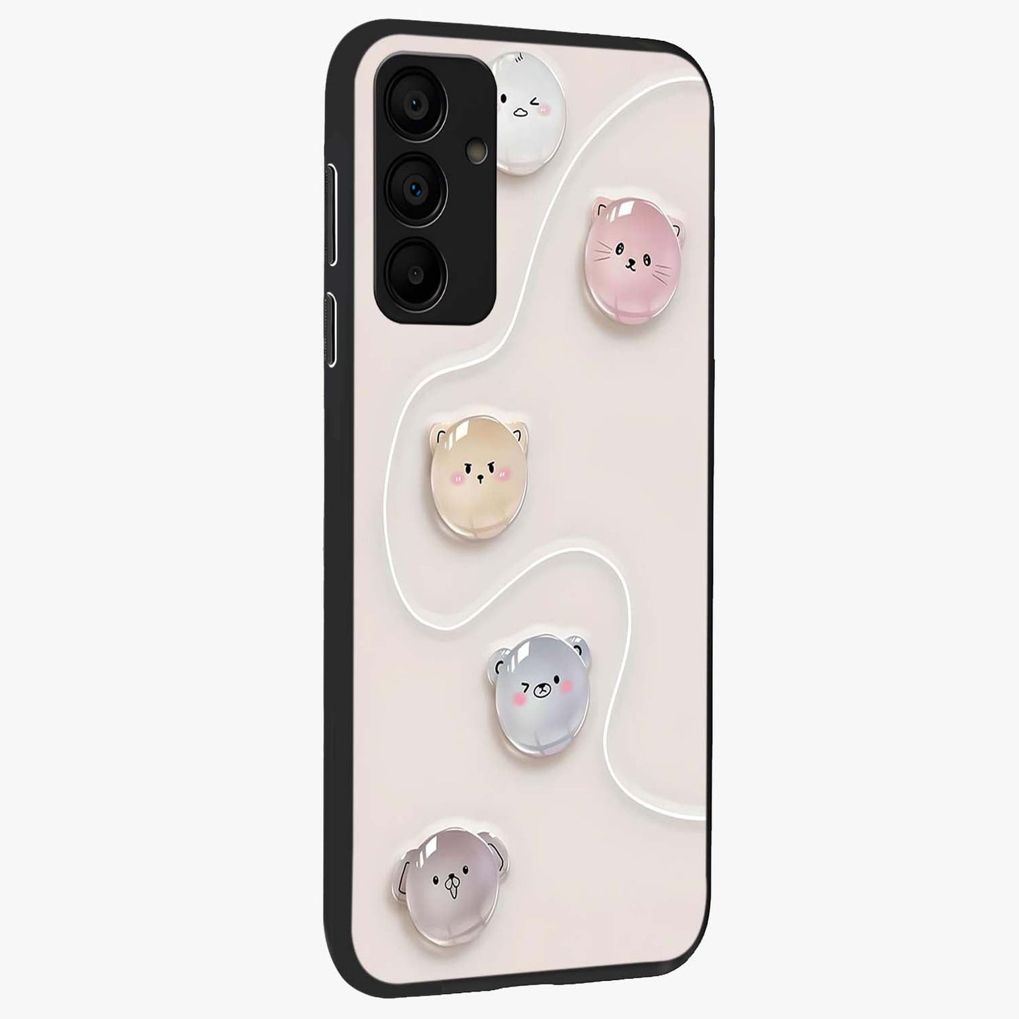 Puffy Face Parade Glass Case upright view showcasing adorable character artwork with cheerful animated theme.