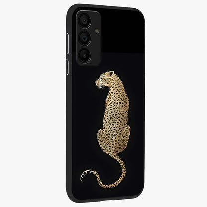 Regal Leopard Glass Case upright view showcasing striking leopard artwork with fierce wildlife theme.