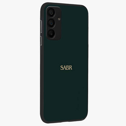 Sabr Minimal Patience Glass Case upright view showcasing calm minimalist artwork with motivational patience theme.