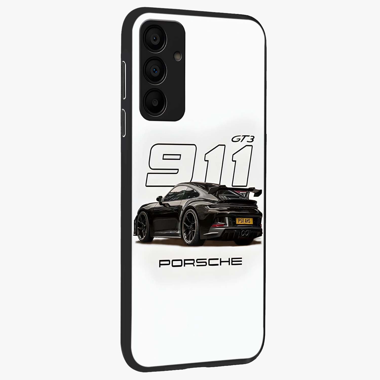 Turbo Legacy Icon Glass Case upright view showcasing bold racing inspired artwork with classic car theme.